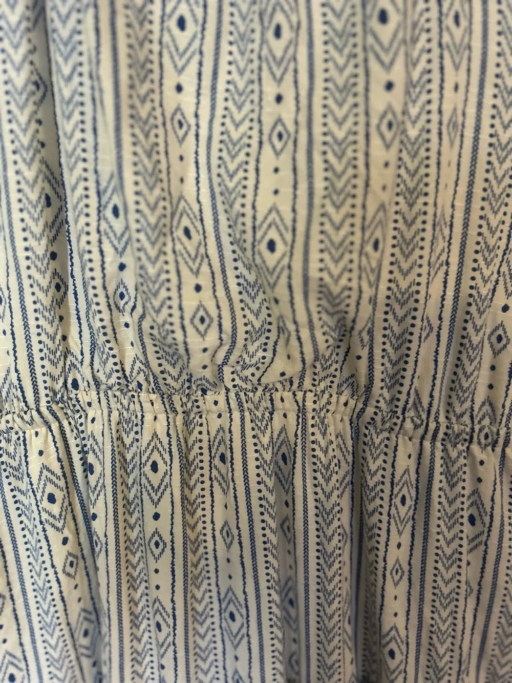 Threadgrit Lynette Blue & White High Neck Southwestern Print Maxi Dress Large